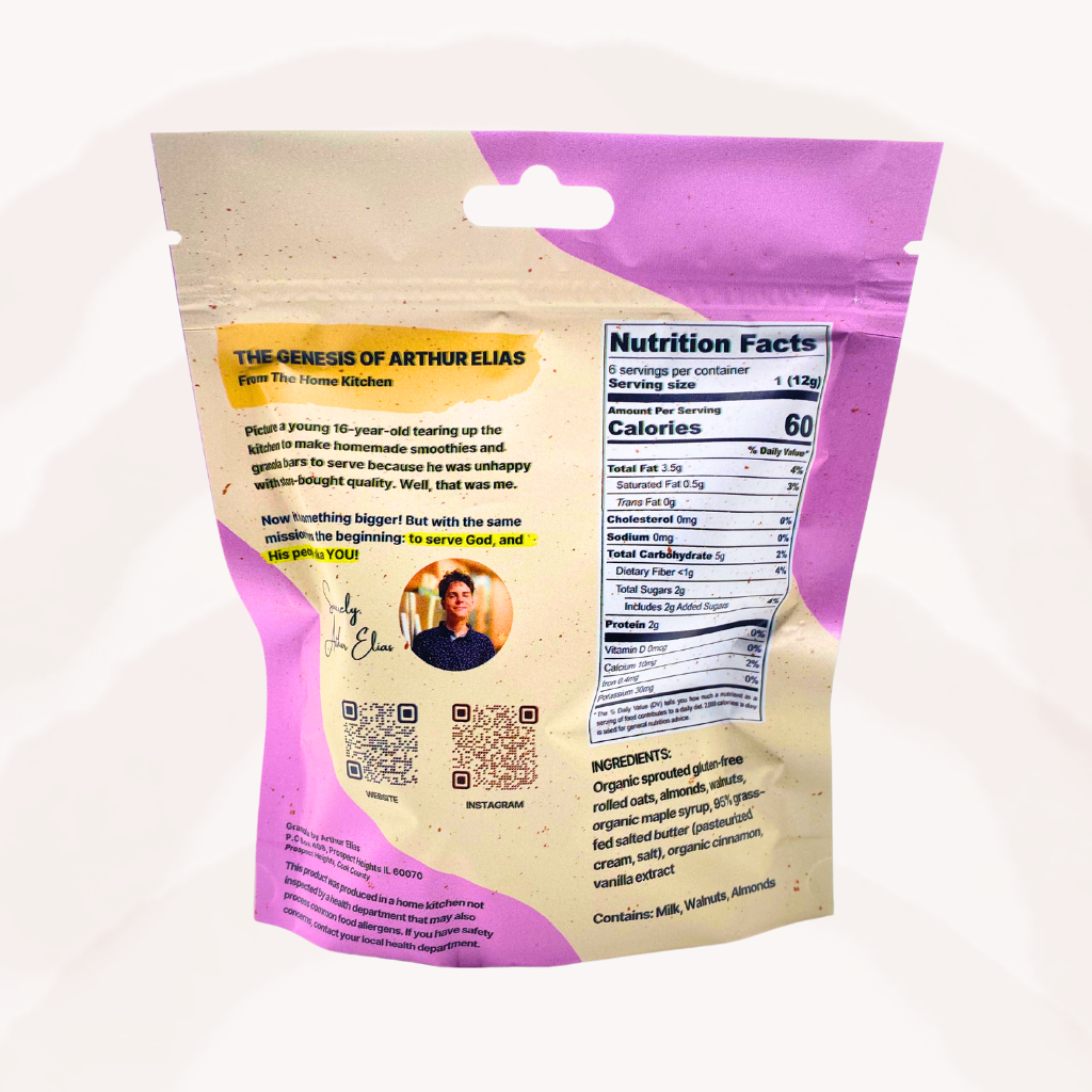 granola bites packaging back