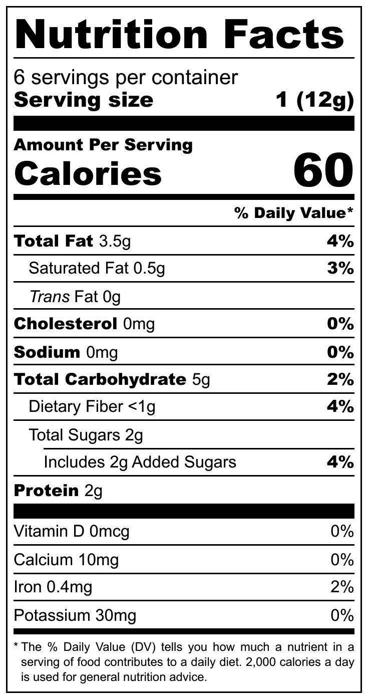 nutrition label for granola bites