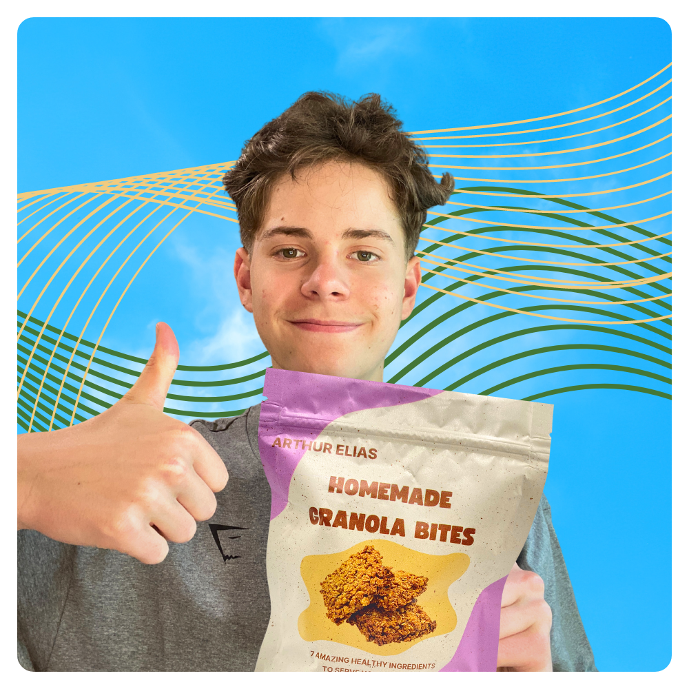 picture of me holding granola bites bag